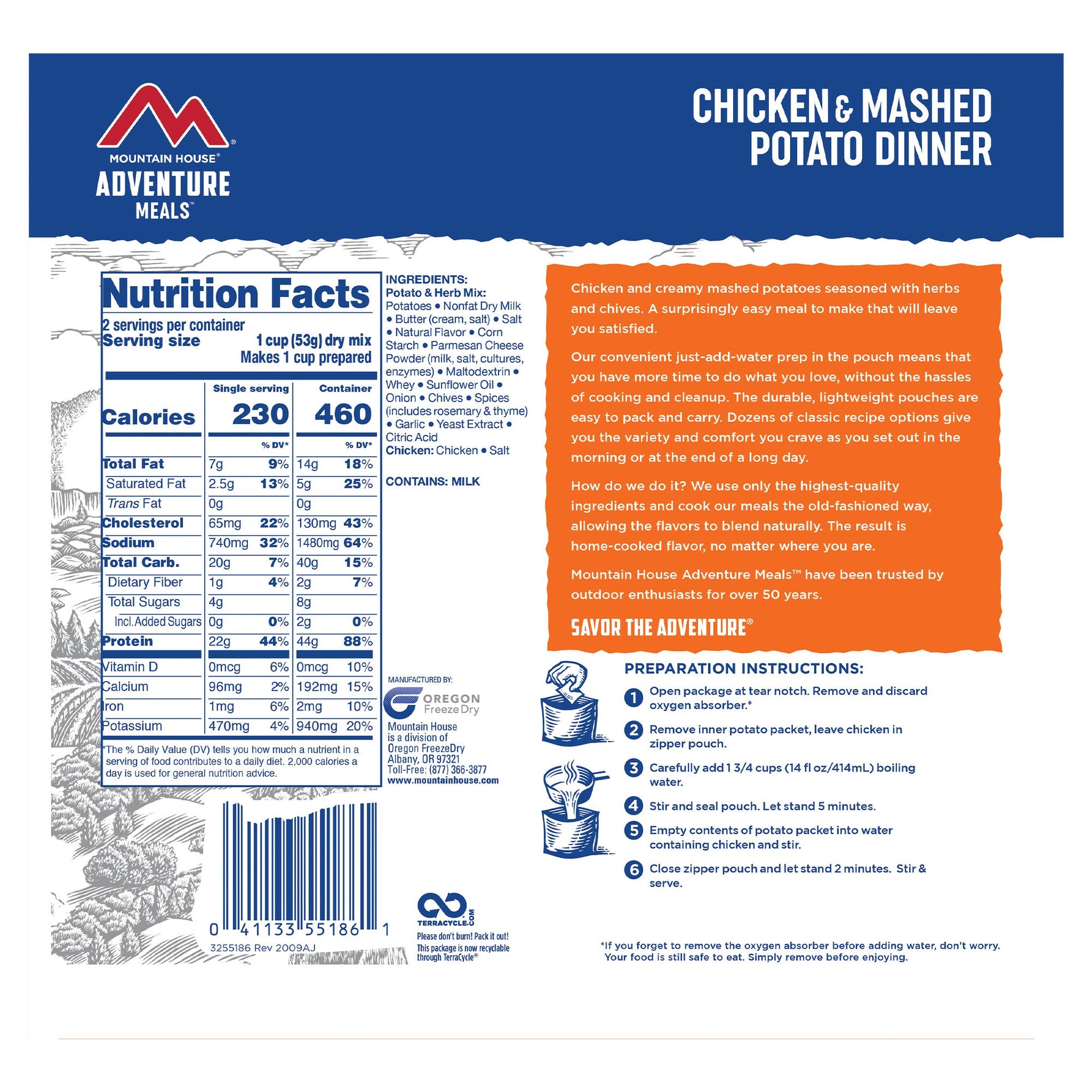 Mountain House Chicken and Mashed Potatoes 2021 -(GF)