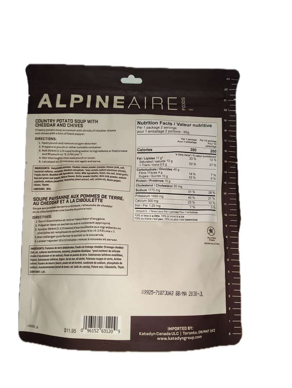 AlpineAire Country Potato Soup with Cheddar & Chives - 2 Servings