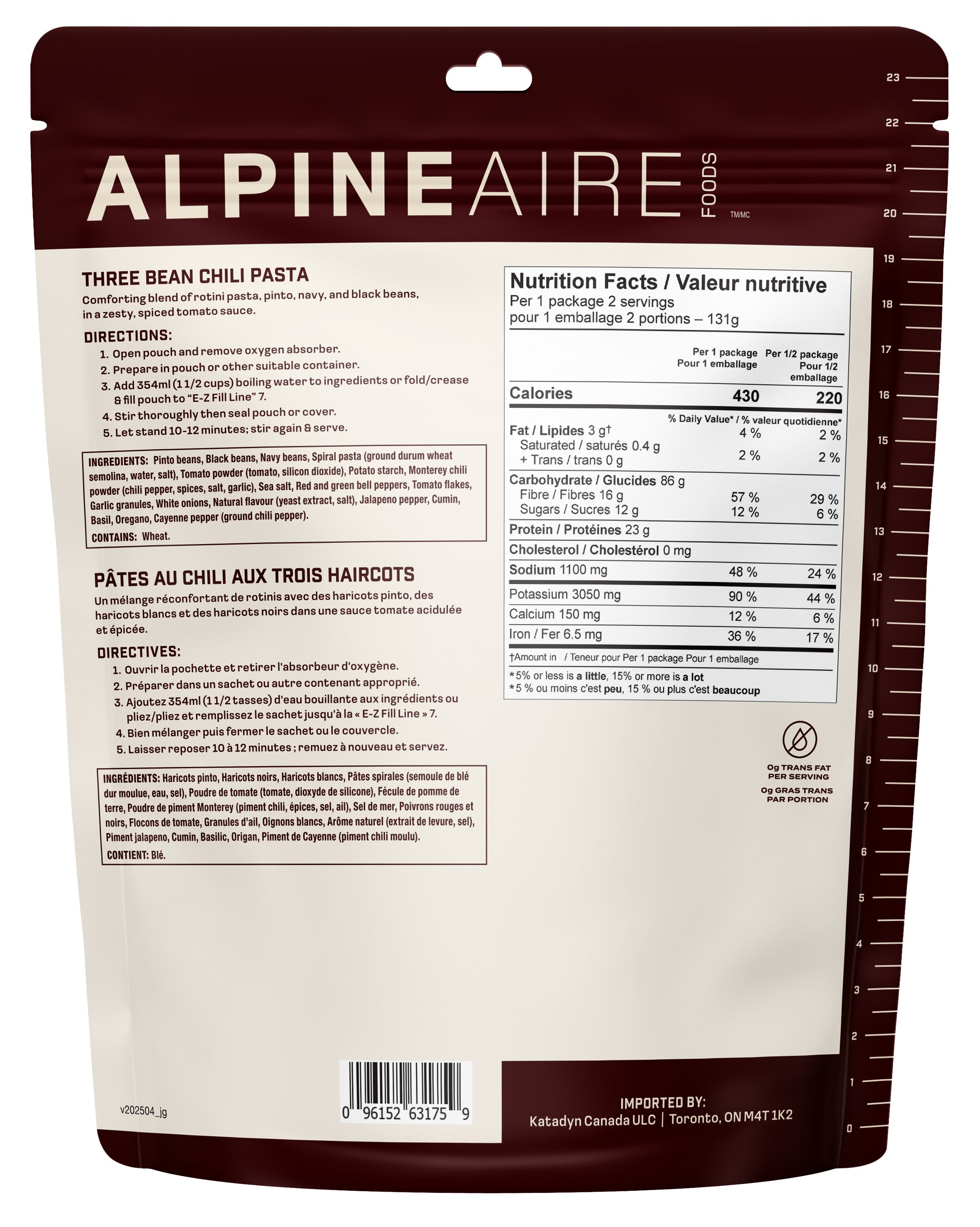 AlpineAire Three Bean Chili Pasta