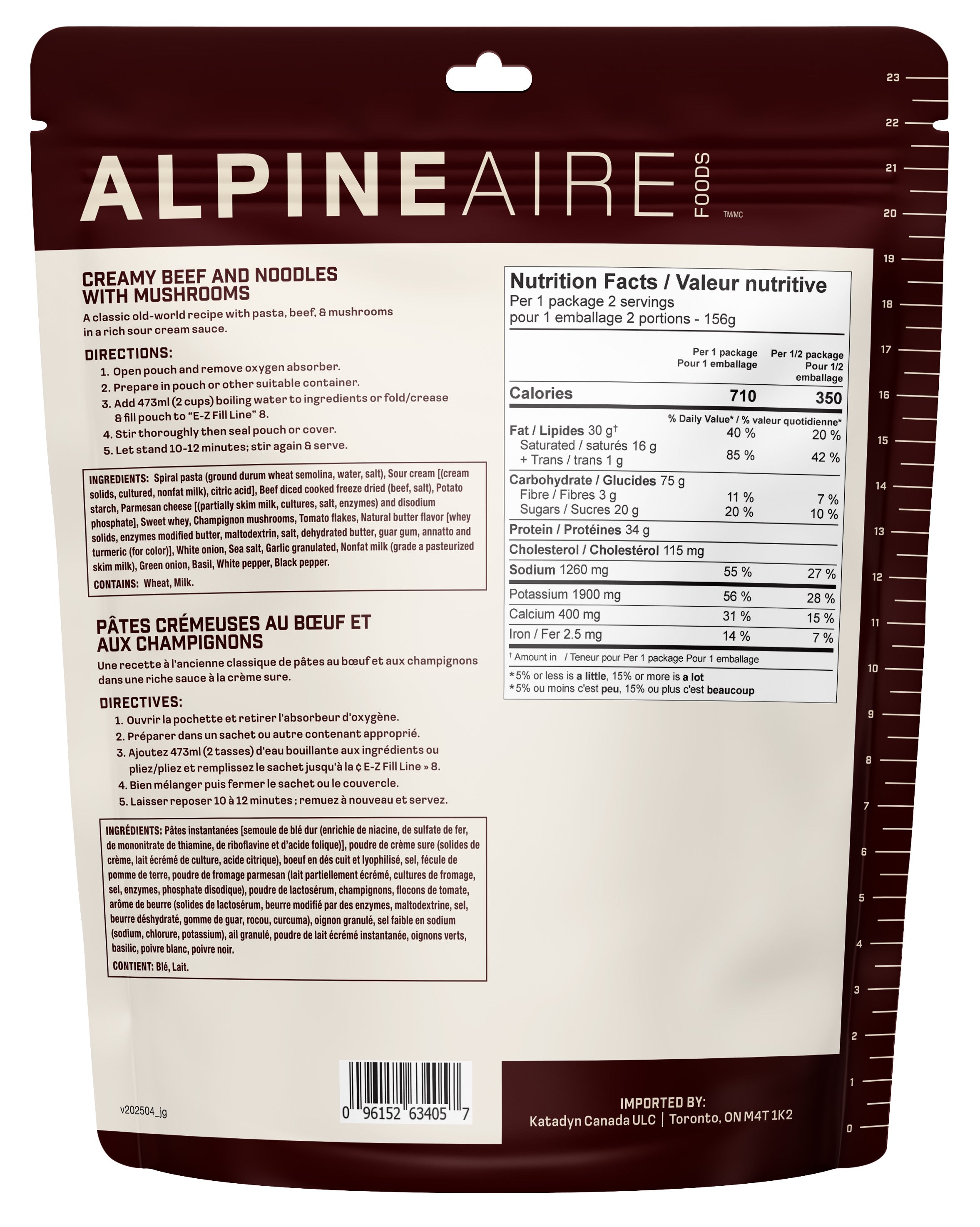 AlpineAire Creamy Beef & Noodles with Mushrooms
