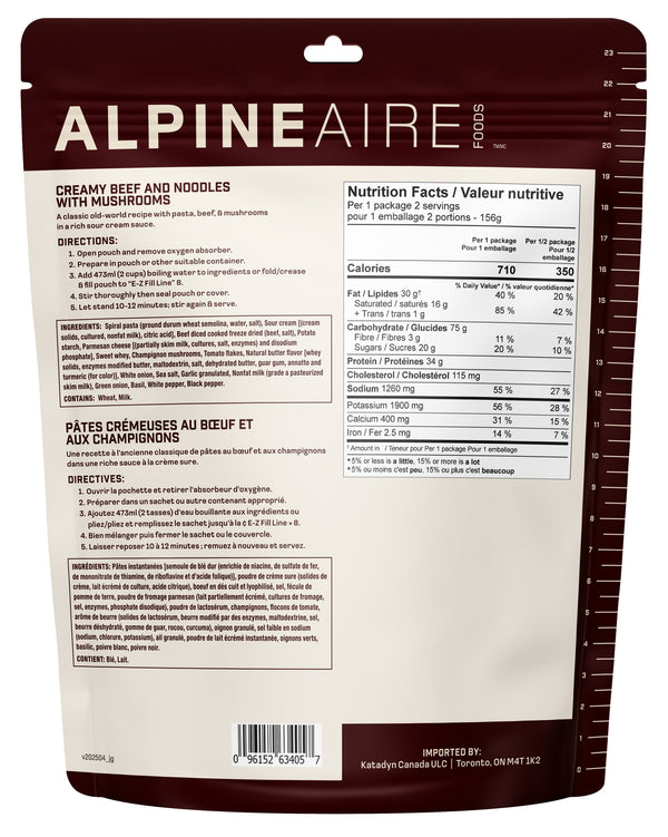AlpineAire Creamy Beef & Noodles with Mushrooms