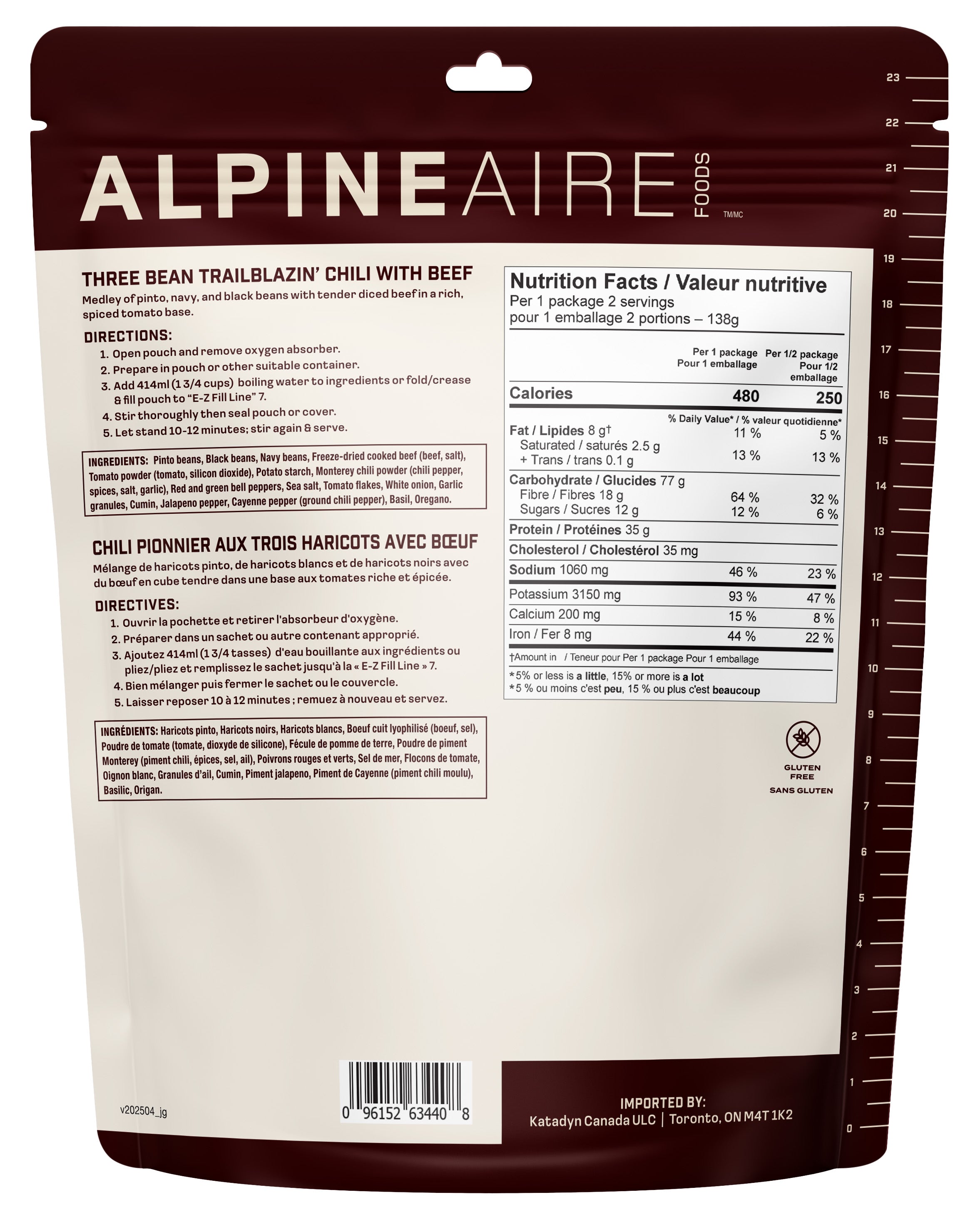 AlpineAire Three Bean Trailblazin Chili With Beef