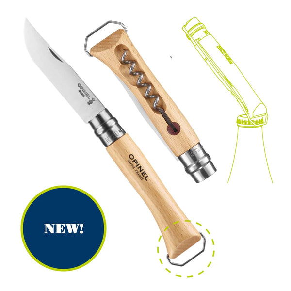 Opinel No.10 Corkscrew Stainless Steel Folding Knife with Bottle Opener