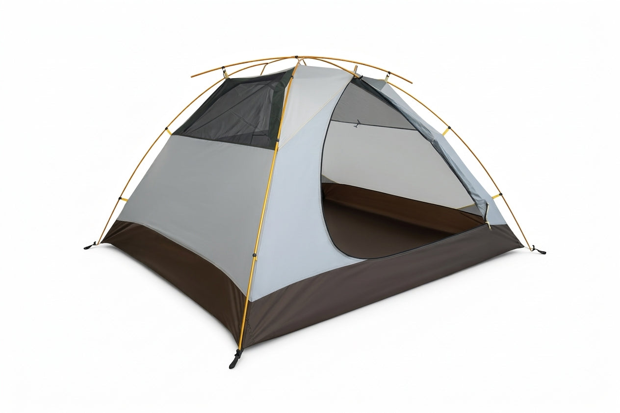 Mountainview ECO 3 Person Tent – door open showing mesh interior