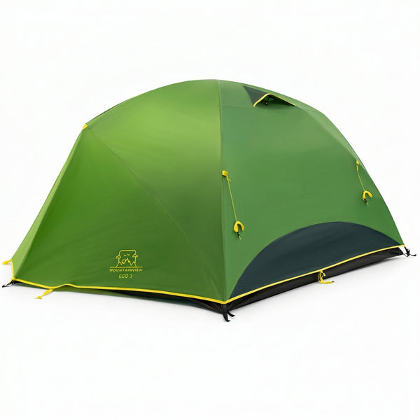 Mountainview ECO 3 Person Camping Tent – front view with rainfly on