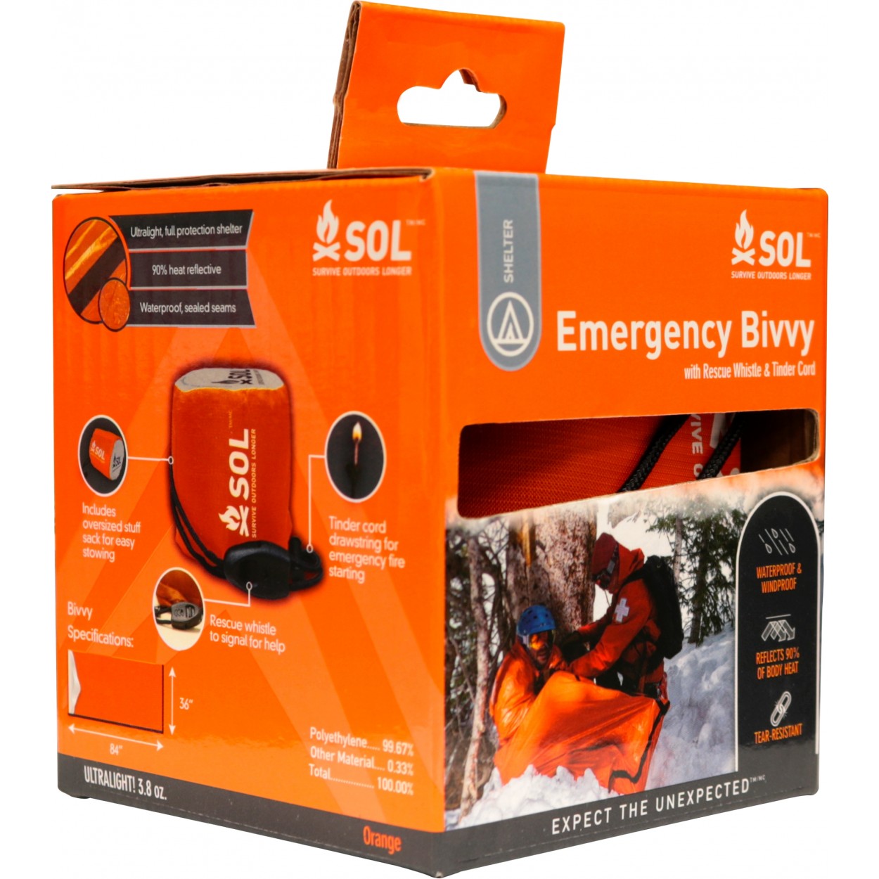 SOL Emergency Bivvy with Rescue Whistle & Tinder Cord