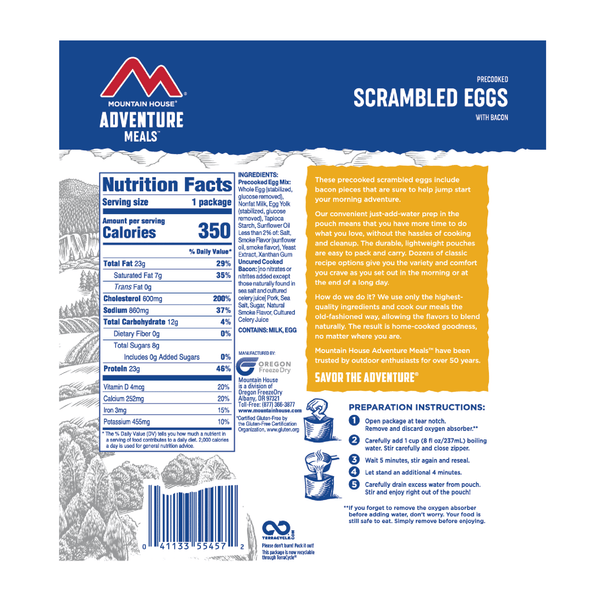 Mountain House Scrambled Eggs with Bacon -(GF) 2021