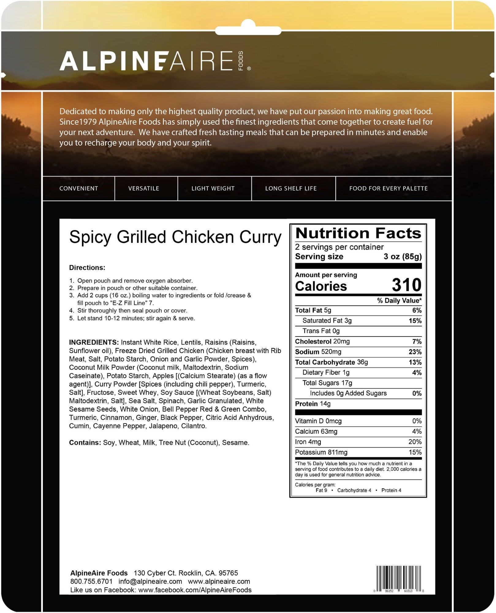 AlpineAire Spicy Grilled Chicken Curry